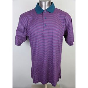 Mens Ellesse Golf‎ Polo Vintage Purple Green Mercerized Cotton Size 6 L